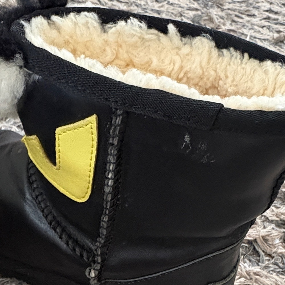 Fendi Black Leather Shearling Bag Bugs Monster Eye Ankle Boots 35.5 - Picture 11 of 13